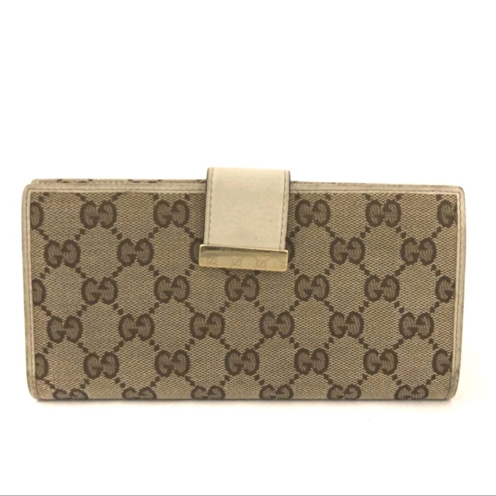 Gucci Cream and Brown Monogram Wallet